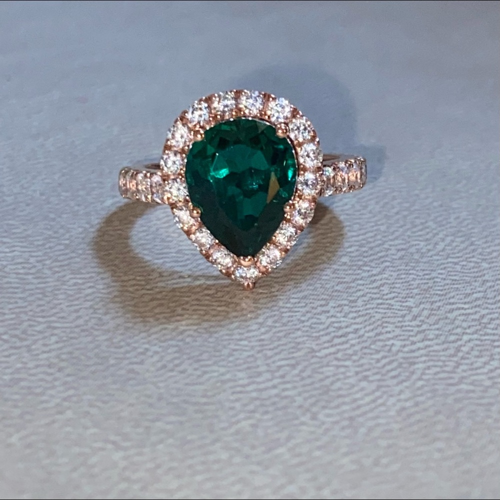 Custom Pear Cut Emerald Engagement Ring